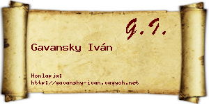 Gavansky Iván névjegykártya