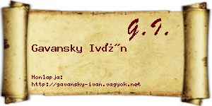 Gavansky Iván névjegykártya